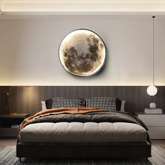 Luxury Luminous Painting in Modern Style – Moon and Earth